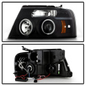 Ford F150 04-08 Projector Headlights - Version 2 - CCFL Halo - LED ( Replaceable LEDs ) - Black Smoke - High H1 (Included) - Low 9006 (Included) Spyder Auto