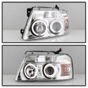 Ford F150 04-08 Projector Headlights - Version 2 - LED Halo - LED ( Replaceable LEDs ) - Chrome - High H1 (Included) - Low 9006 (Included) Spyder Auto