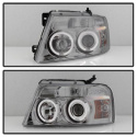 Ford F150 04-08 Projector Headlights - Version 2 - LED Halo - LED ( Replaceable LEDs ) - Smoke - High H1 - Low 9006 Spyder Auto
