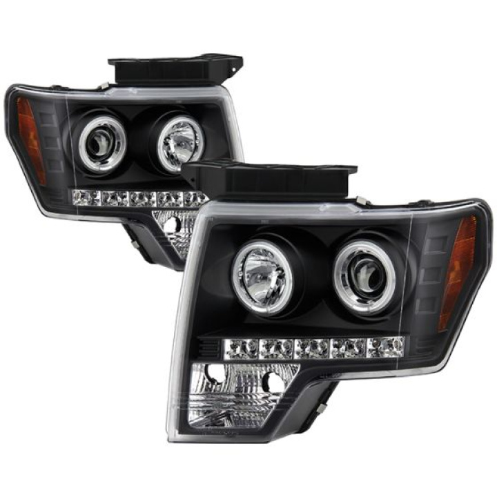 Ford F150 09-14 Projector Headlights CCFL Halo - LED ( Replaceable LEDs ) - Black Spyder Auto in the group Select car model / Ford / F-150 09-14 / Styling at DDESIGN Scandinavia AB (PRO-YD-FF15009-CCFL-BK)