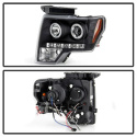 Ford F150 09-14 Projector Headlights CCFL Halo - LED ( Replaceable LEDs ) - Black Spyder Auto