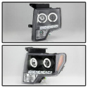 Ford F150 09-14 Projector Headlights CCFL Halo - LED ( Replaceable LEDs ) - Black Spyder Auto