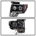 Ford F150 09-14 Projector Headlights LED Halo - LED ( Replaceable LEDs ) - Black Spyder Auto