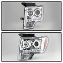 Ford F150 09-14 Projector Headlights LED Halo - LED ( Replaceable LEDs ) - Chrome Spyder Auto