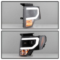 Ford F150 09-14 Projector Headlights Light Bar DRL - Black - High/Low H7 (Included) Spyder Auto