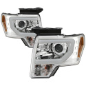 Ford F150 09-14 Projector Headlights Light Bar DRL - Chrome - High/Low H7 (Included) Spyder Auto