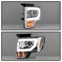 Ford F150 09-14 Projector Headlights Light Bar DRL - Chrome - High/Low H7 (Included) Spyder Auto
