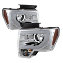 Ford F150 13-14 Projector Headlights - Factory Xenon Model Only Light Bar DRL - Chrome - High/Low D3S (Not Included) Spyder Auto