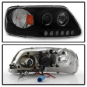 Ford F150 97-03 / Expedition 97-02 1PC Projector Headlights - ( Will Not Fit Manufacture Date Before 6/1997 ) - LED Halo Black Smoke Spyder Auto