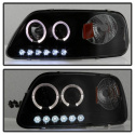 Ford F150 97-03 / Expedition 97-02 1PC Projector Headlights - ( Will Not Fit Manufacture Date Before 6/1997 ) - LED Halo Black Smoke Spyder Auto