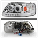 Ford F150 97-03 / Expedition 97-02 1PC Projector Headlights - ( Will Not Fit Manufacture Date Before 6/1997 ) - LED Halo Chome Spyder Auto