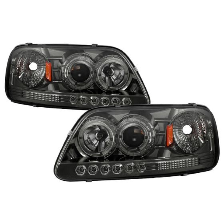 Ford F150 97-03 / Expedition 97-02 1PC Projector Headlights - ( Will Not Fit Manufacture Date Before 6/1997 ) - LED Halo Smoke Spyder Auto in the group Select car model / Ford / F-150 97-04 / Styling at DDESIGN Scandinavia AB (PRO-YD-FF15097-1P-AM-SMC)