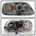 Ford F150 97-03 / Expedition 97-02 1PC Projector Headlights - ( Will Not Fit Manufacture Date Before 6/1997 ) - LED Halo Smoke Spyder Auto