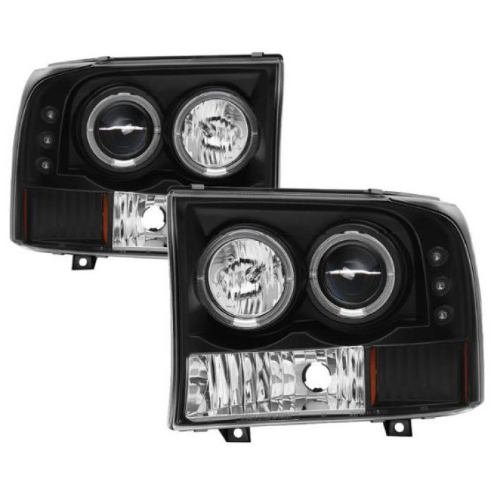 Ford F250 Super Duty 99-04 / Ford Excursion 00-04 1PC Projector Headlights - Version 2 - LED Halo - LED ( Replaceable LEDs ) - Black Spyder Auto in the group Select car model / Ford / F-250 - F-350 00-07 / Styling at DDESIGN Scandinavia AB (PRO-YD-FF25099-1P-G2-BK)