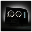 Ford F250 Super Duty 99-04 / Ford Excursion 00-04 1PC Projector Headlights - Version 2 - LED Halo - LED ( Replaceable LEDs ) - Black Spyder Auto