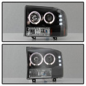 Ford F250 Super Duty 99-04 / Ford Excursion 00-04 1PC Projector Headlights - Version 2 - LED Halo - LED ( Replaceable LEDs ) - Black Spyder Auto