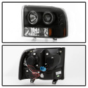 Ford F250 Super Duty 99-04 / Ford Excursion 00-04 1PC Projector Headlights - Version 2 - LED Halo - LED ( Replaceable LEDs ) - Black Smoke Spyder Auto