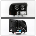 Ford F250 Super Duty 99-04 / Ford Excursion 00-04 1PC Projector Headlights - Version 2 - CCFL Halo - LED ( Replaceable LEDs ) - Smoke Spyder Auto