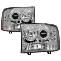 Ford F250 Super Duty 99-04 / Ford Excursion 00-04 1PC Projector Headlights - Version 2 - LED Halo - LED ( Replaceable LEDs ) - Chrome Spyder Auto
