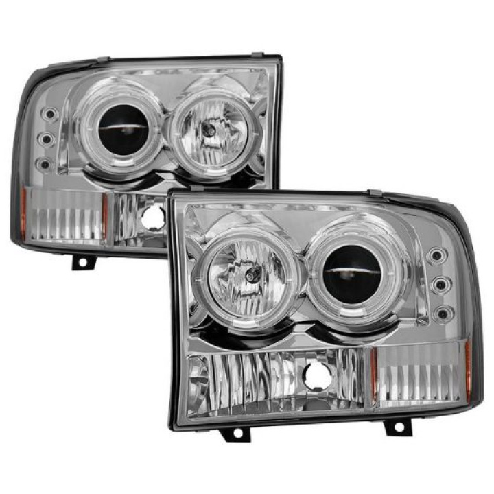 Ford F250 Super Duty 99-04 / Ford Excursion 00-04 1PC Projector Headlights - Version 2 - LED Halo - LED ( Replaceable LEDs ) - Chrome Spyder Auto in the group Select car model / Ford / F-250 - F-350 00-07 / Styling at DDESIGN Scandinavia AB (PRO-YD-FF25099-1P-G2-C)