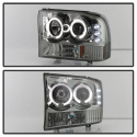 Ford F250 Super Duty 99-04 / Ford Excursion 00-04 1PC Projector Headlights - Version 2 - LED Halo - LED ( Replaceable LEDs ) - Smoke Spyder Auto