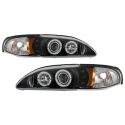 Ford Mustang 94-98 1PC Projector Headlights - LED Halo Black - High 9005 (Included) - Low H3 (Included) Spyder Auto