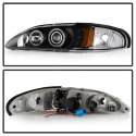 Ford Mustang 94-98 1PC Projector Headlights - LED Halo Black - High 9005 (Included) - Low H3 (Included) Spyder Auto