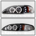 Ford Mustang 94-98 1PC Projector Headlights - LED Halo Black - High 9005 (Included) - Low H3 (Included) Spyder Auto
