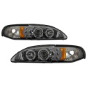 Ford Mustang 94-98 1PC Projector Headlights - LED Halo Smoke - High 9005 (Included) - Low H3 (Included) Spyder Auto