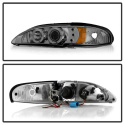 Ford Mustang 94-98 1PC Projector Headlights - LED Halo Smoke - High 9005 (Included) - Low H3 (Included) Spyder Auto