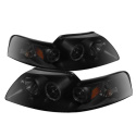 Ford Mustang 99-04 Projector Headlights - LED Halo - Black Smoke Spyder Auto