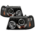 Ford Ranger 01-11 1PC Projector Headlights - LED Halo - LED ( Replaceable LEDs ) - Black Spyder Auto