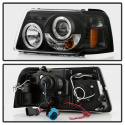 Ford Ranger 01-11 1PC Projector Headlights - LED Halo - LED ( Replaceable LEDs ) - Black Spyder Auto