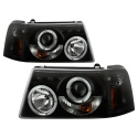 Ford Ranger 01-11 1PC Projector Headlights - LED Halo - LED ( Replaceable LEDs ) - Black Smoke Spyder Auto