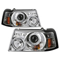 Ford Ranger 01-11 1PC Projector Headlights - LED Halo - LED ( Replaceable LEDs ) - Chrome Spyder Auto