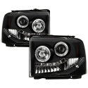 Ford F250/350/450 Super Duty 05-07 Projector Headlights - LED Halo- LED ( Replaceable LEDs ) - Black Spyder Auto