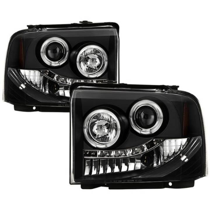 Ford F250/350/450 Super Duty 05-07 Projector Headlights - LED Halo- LED ( Replaceable LEDs ) - Black Spyder Auto in the group Select car model / Ford / F-250 - F-350 00-07 / Styling at DDESIGN Scandinavia AB (PRO-YD-FS05-HL-BK)