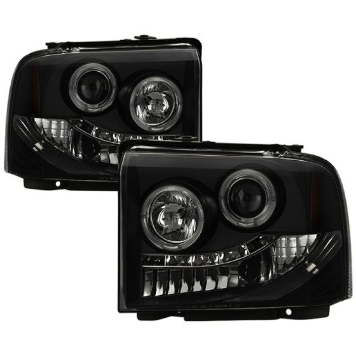 Ford F250/350/450 Super Duty 05-07 Projector Headlights - LED Halo - LED ( Replaceable LEDs ) - Black Smoke Spyder Auto in the group Select car model / Ford / F-250 - F-350 00-07 / Styling at DDESIGN Scandinavia AB (PRO-YD-FS05-HL-BSM)
