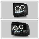Ford F250/350/450 Super Duty 05-07 Projector Headlights - LED Halo - LED ( Replaceable LEDs ) - Black Smoke Spyder Auto