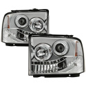 Ford F250/350/450 Super Duty 05-07 Projector Headlights - LED Halo- LED ( Replaceable LEDs ) - Chrome Spyder Auto