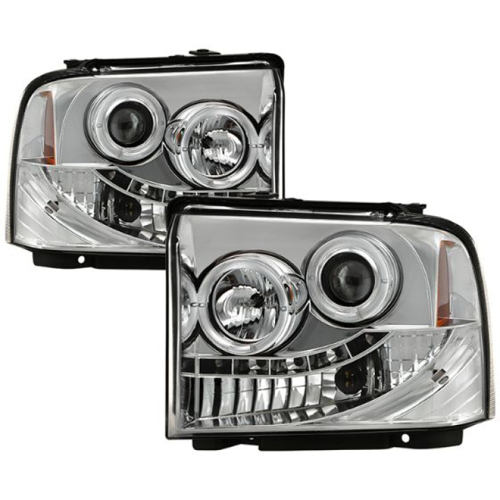 Ford F250/350/450 Super Duty 05-07 Projector Headlights - LED Halo- LED ( Replaceable LEDs ) - Chrome Spyder Auto in the group Select car model / Ford / F-250 - F-350 00-07 / Styling at DDESIGN Scandinavia AB (PRO-YD-FS05-HL-C)