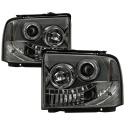 Ford F250/350/450 Super Duty 05-07 Projector Headlights - LED Halo- LED ( Replaceable LEDs ) - Smoke Spyder Auto