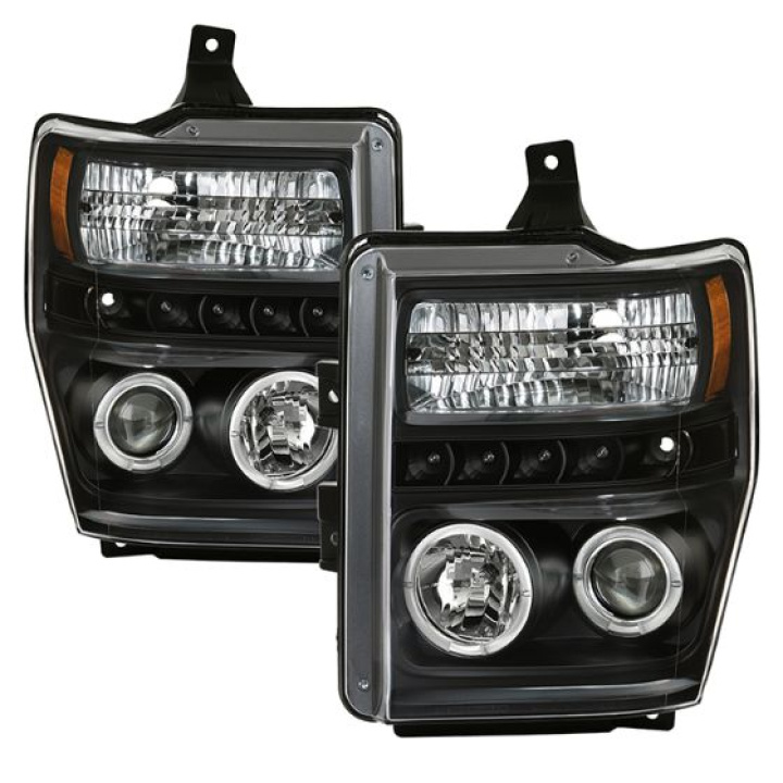Ford F250/350/450 Super Duty 08-10 Projector Headlights - LED Halo - LED ( Replaceable LEDs ) - Black Spyder Auto in the group Select car model / Ford / F-250 - F-350 08-10 / Styling at DDESIGN Scandinavia AB (PRO-YD-FS08-HL-BK)