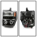 Ford F250/350/450 Super Duty 08-10 Projector Headlights - LED Halo - LED ( Replaceable LEDs ) - Black Spyder Auto