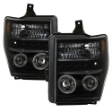 Ford F250/350/450 Super Duty 08-10 Projector Headlights - LED Halo - LED ( Replaceable LEDs ) - Black Smoke Spyder Auto