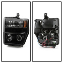 Ford F250/350/450 Super Duty 08-10 Projector Headlights - LED Halo - LED ( Replaceable LEDs ) - Black Smoke Spyder Auto