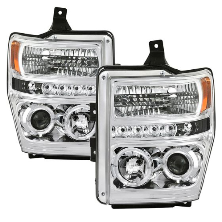 Ford F250/350/450 Super Duty 08-10 Projector Headlights - LED Halo - LED ( Replaceable LEDs ) - Chrome Spyder Auto in the group Select car model / Ford / F-250 - F-350 08-10 / Styling at DDESIGN Scandinavia AB (PRO-YD-FS08-HL-C)