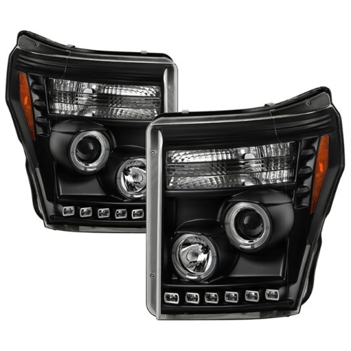 Ford Super Duty 11-15 Projector Headlights - LEDHalo - DRL - Black - High H1 (Included) - Low 9006 (included) Spyder Auto in the group Select car model / Ford / Other models & Engines at DDESIGN Scandinavia AB (PRO-YD-FS11-HL-BK)
