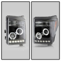 Ford Super Duty 11-15 Projector Headlights - LEDHalo - DRL - Black - High H1 (Included) - Low 9006 (included) Spyder Auto