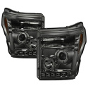 Ford Super Duty 11-15 Projector Headlights - LED Halo - DRL - Smoke - High H1 (Included) - Low 9006 (included) Spyder Auto